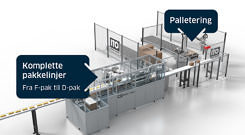 Komplett pakkelinje for palletering. bilde